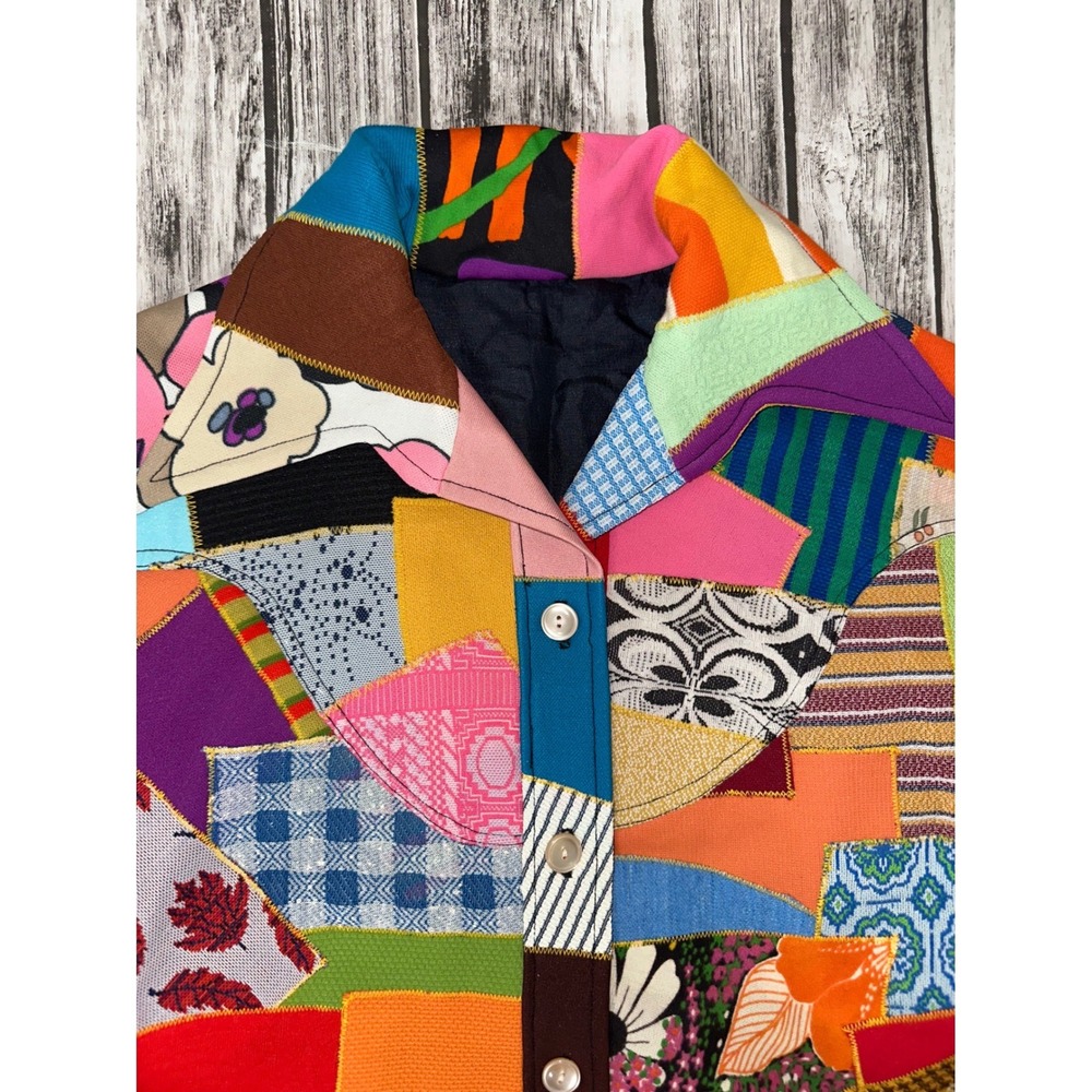 Crazy Quilt 70's Patchwork Pieced Jacket - image 3